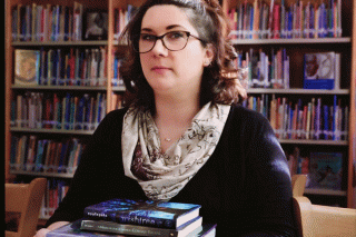 Jennifer Gordon in a library.