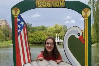 Abigail PinterParsons at the swan boat attraction in Boston Commons.