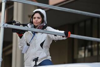 Erica Moura covering the Patriots Parade