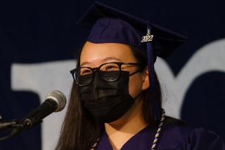 Jenny Huynh speaking at Simmons University convocation