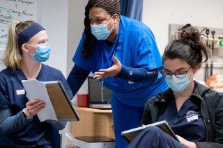 Nursing students in the Nursing Simulation Lab