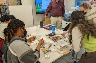 Students working on crafts in the Maker Space