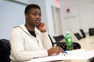 African American student in class