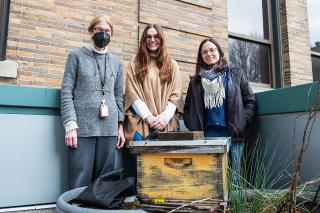 Professor Anna Aguilera (right) pictured with Professor Jane Lopilato and student Amanda Burgess