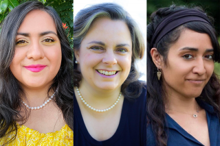 Felipa Canchola ’24, Lisa deRosier ’24, and Rashida Alisa Hagakore ’24