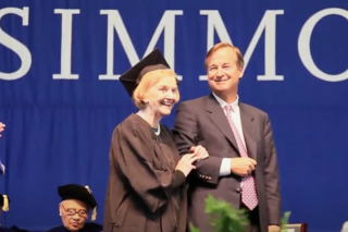  Jane Bergwall Shattuck '48 walks at the 2012 commencement ceremony