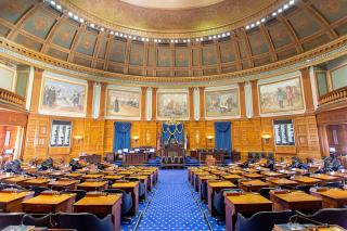The ingterior of the Massachusetts House of Representatives