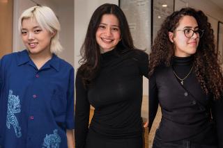 A collage of photos: Gina Gawargi ’27, MJ Vasquez ’26, and Fuma Iwakura ’27