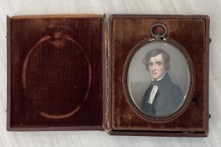Miniature portrait of a young John Simmons, possibly worn by his wife, Ann (Small) Simmons, courtesy of Simmons University Archives. 