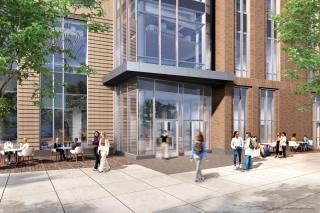 A rendering of the entrance to the new Living and Learning Center