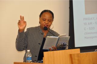 Professor Danticat delivers the 2025 Robert M. Gay Memorial Lecture, photograph by Camera Mosaïque.