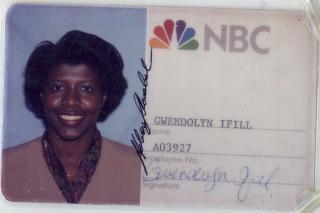 Press Pass issued to Gwen Ifill ’77, ’93HD by the National Business Center, 1994, from the Gwen Ifill Papers collection, courtesy of Simmons University Archives.