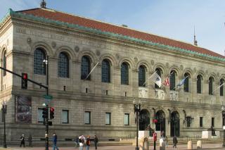 Boston Public Library, McKim building. The peculiar lighting is from sunlight reflected off a highrise nearby. Photo by Daniel Schwen