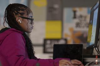 Student using computer