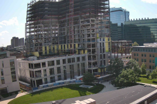 Exterior photo of the construction of the Living Learning Center