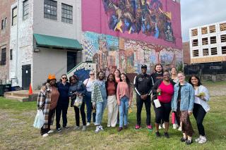 A group of Simmons social work students during a Boston immersion program
