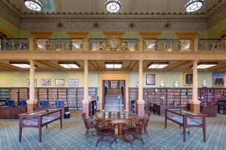 The reading room in the State Library of Massachusetts