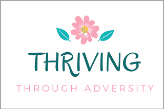 The logo for Thriving Through Adversity, featuring a blooming flower above the text