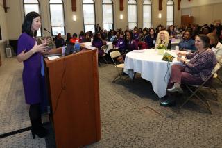 Mayor Wu speaks at International Women’s Day at Simmons