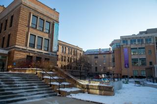 Simmons campus in winter. Photograph by Ashley Purvis