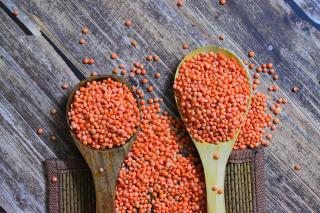 Large spoons full of lentils