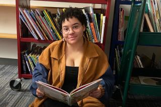 Rosie Lopolito in the Children's Literature "book nook"