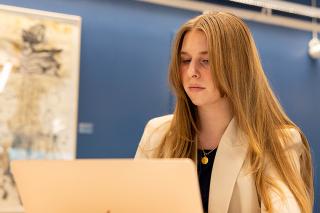 Student working on laptop