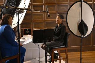 Gloria  Respress-Churchwell on the LIMITLESS set with Diane Pierce William, Dr. Pierce’s daughter.