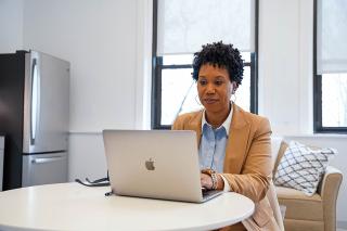 Student working on laptop