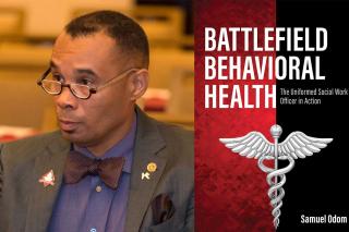 A side-by-side collage of Samuel Odom and the book cover for "Battlefield Behavioral Health"
