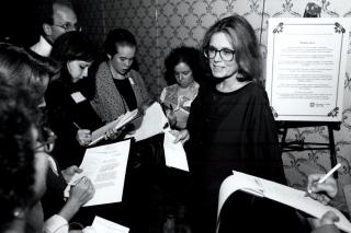 Gloria Steinem and others at an event celebrating the 20th anniversary of the Simmons College Graduate School of Management, 1994.