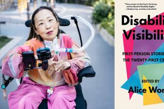 Alice Wong with Disability Visibility book cover