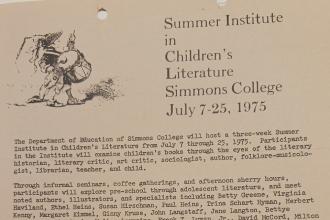 Brochure cover from the 1975 Summer Children's Literature Institute