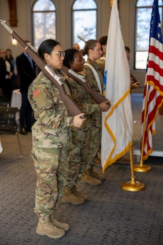 Cadets posting the colors at the 2025 Veterans Day Program