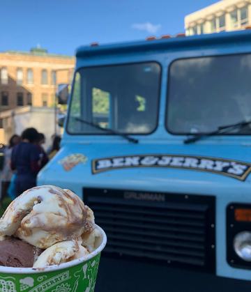 Ben and Jerry's truck on the Simmons campus