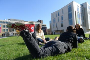 Students hanging out on the quad