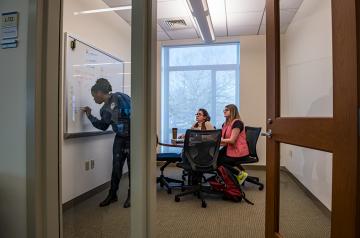 Students in a study room