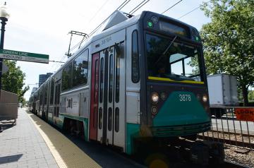 The Green Line train in Boston