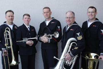 Vin Sowders with members of Navy band.