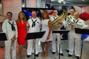 Vin Sowders with Kathy Lee, Hoda and fellow band members on the Today Show.