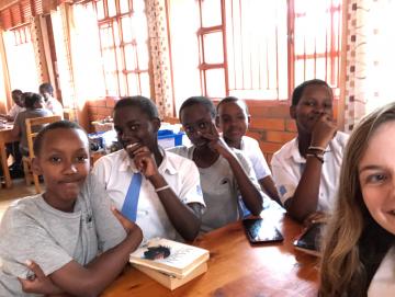 Hannah with students of the Maranyundo Girls School