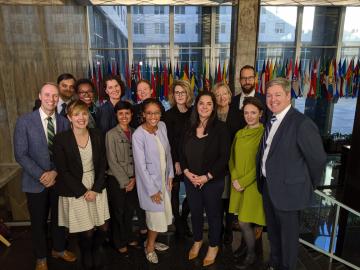 Mandi Bibbins with the Foreign Language Spokespeople stationed at the Regional Media Hubs across the globe.