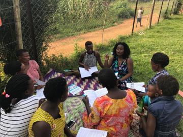 Diana with her womens group discussing content from OBOS translation.