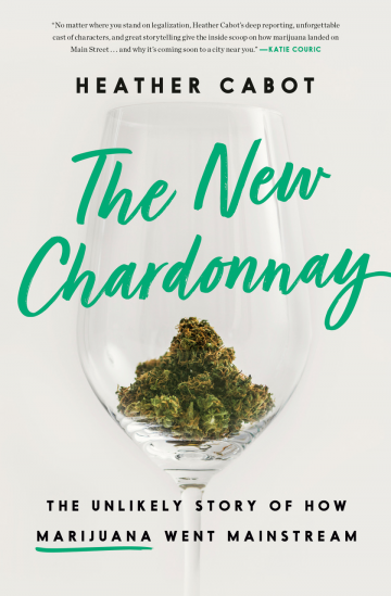 Book cover of "The New Chardonnay" which shows marijuana inside a wine glass.