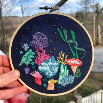 Grace Gile's embroidery of a coral reef