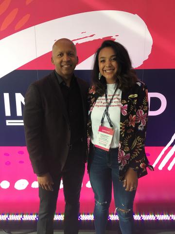 Bria Gambrell with Bryan Stevenson at a private event at Inbound in 2019.
