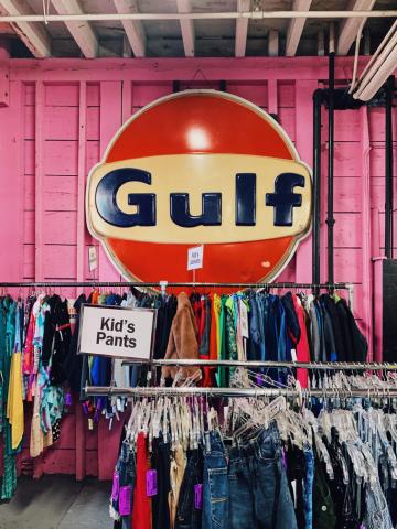 Gulf Sign in the Garment District. Photo Credit: Adriana Arguijo Gutierrez