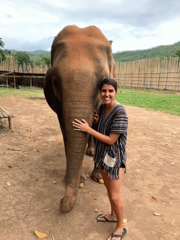 Alexa Frongillo with an elephant