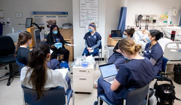 Nursing students in the Nursing Simulation Lab