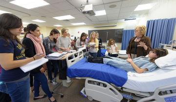 Nursing students in the Nursing Simulation Lab